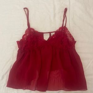 red y2k lace tank top
